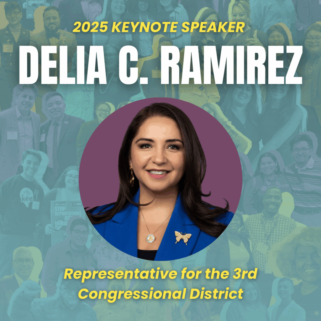2025-lotm-keynote-speaker-delia-c-ramirez Graphic announcing Delia C. Ramirez as the 2025 keynote speaker, with her photo and title as Representative for the 3rd Congressional District.